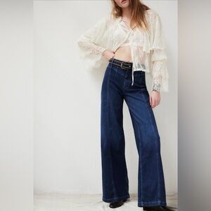 Free People We The Free Libre Wide Leg Jeans in Shade Lock And Key, Sz 30